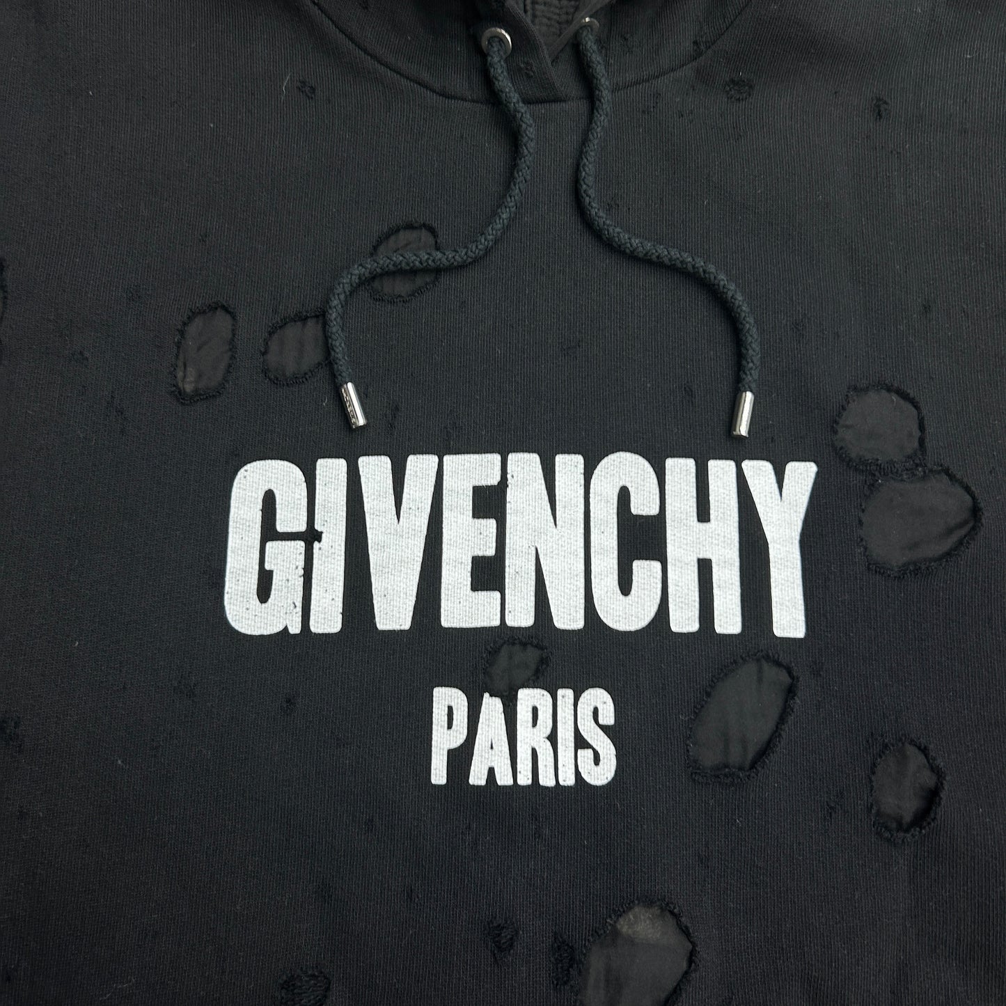 Givenchy Destroyed Logo Pullover Hoodie