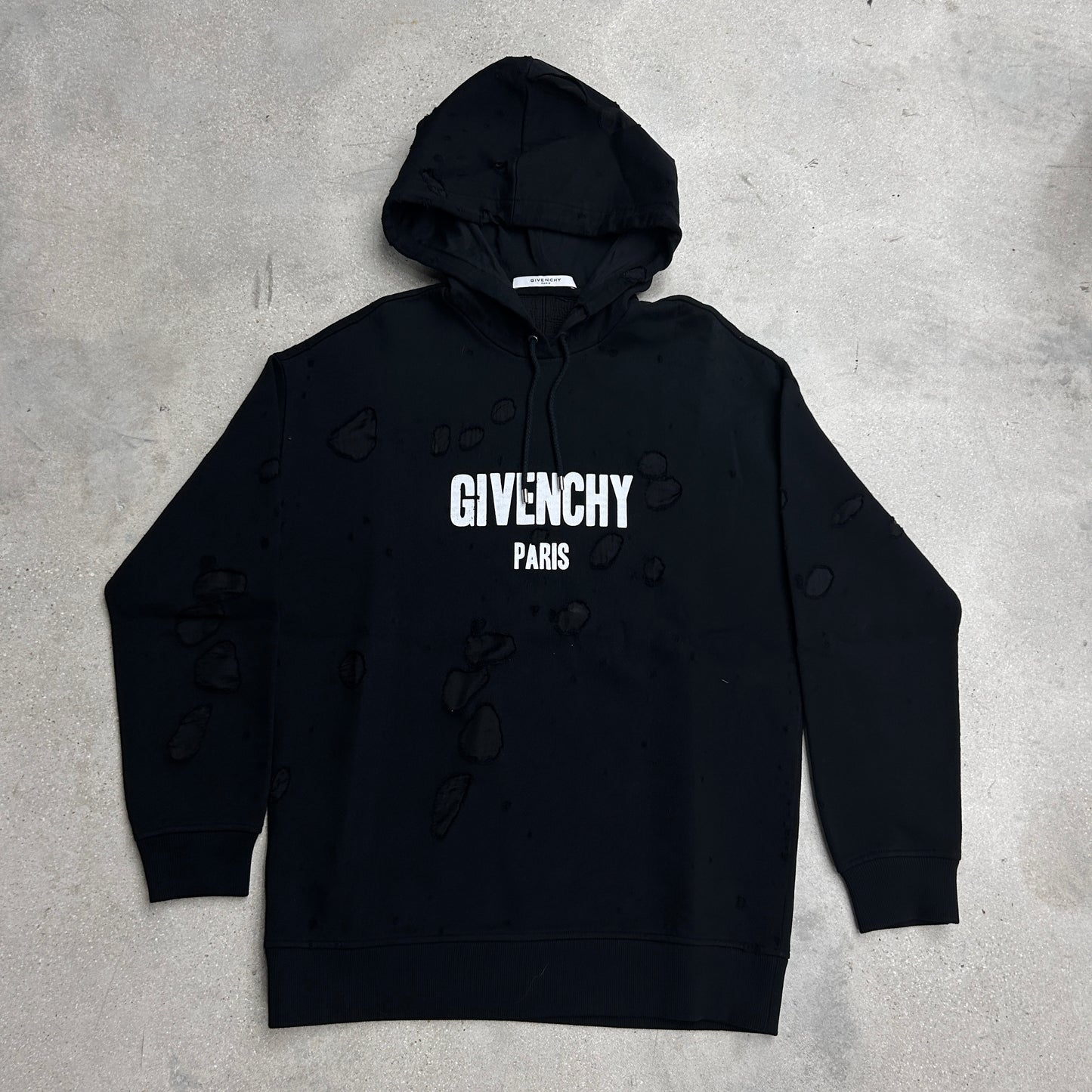 Givenchy Destroyed Logo Pullover Hoodie