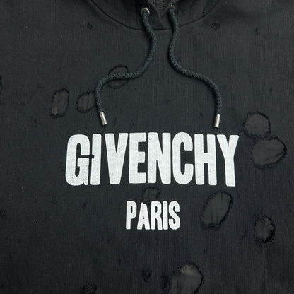Givenchy Destroyed Logo Pullover Hoodie