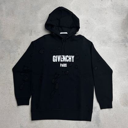 Givenchy Destroyed Logo Pullover Hoodie